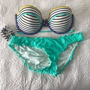 VS Mint Ruffle Cheeky Bikini BOTTOMS ONLY